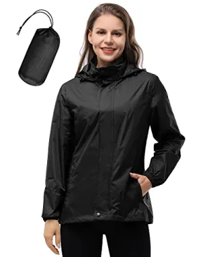 33,000ft Women's Rain Jacket Waterproof Lightweight Packable Raincoat with Hood for Golf Hiking Travel Windbreaker