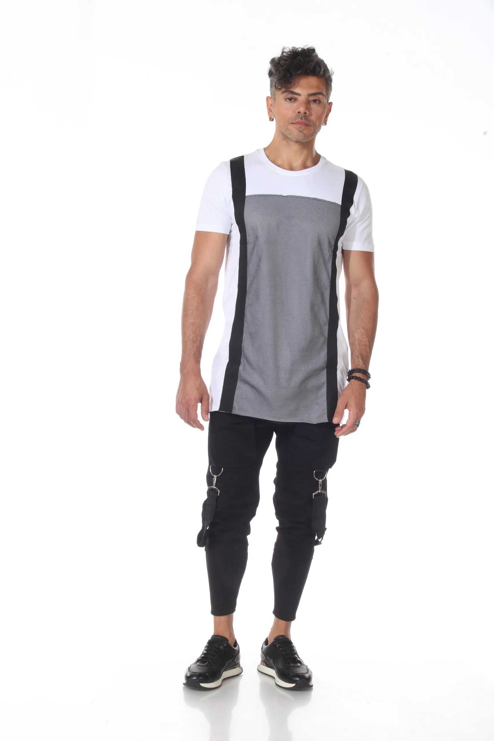 [Alessandro] Fashion Black Jogger With Removable Suspenders