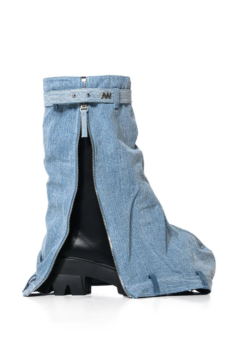 ANGELA-DENIM FLAT BOOT