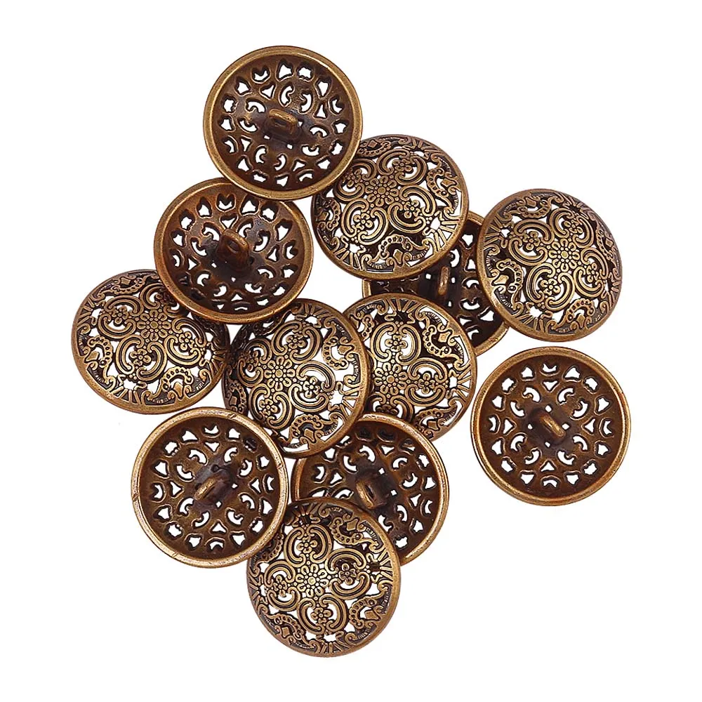 Antique Gold Cutwork Design Round Shape Shank Metal Buttons