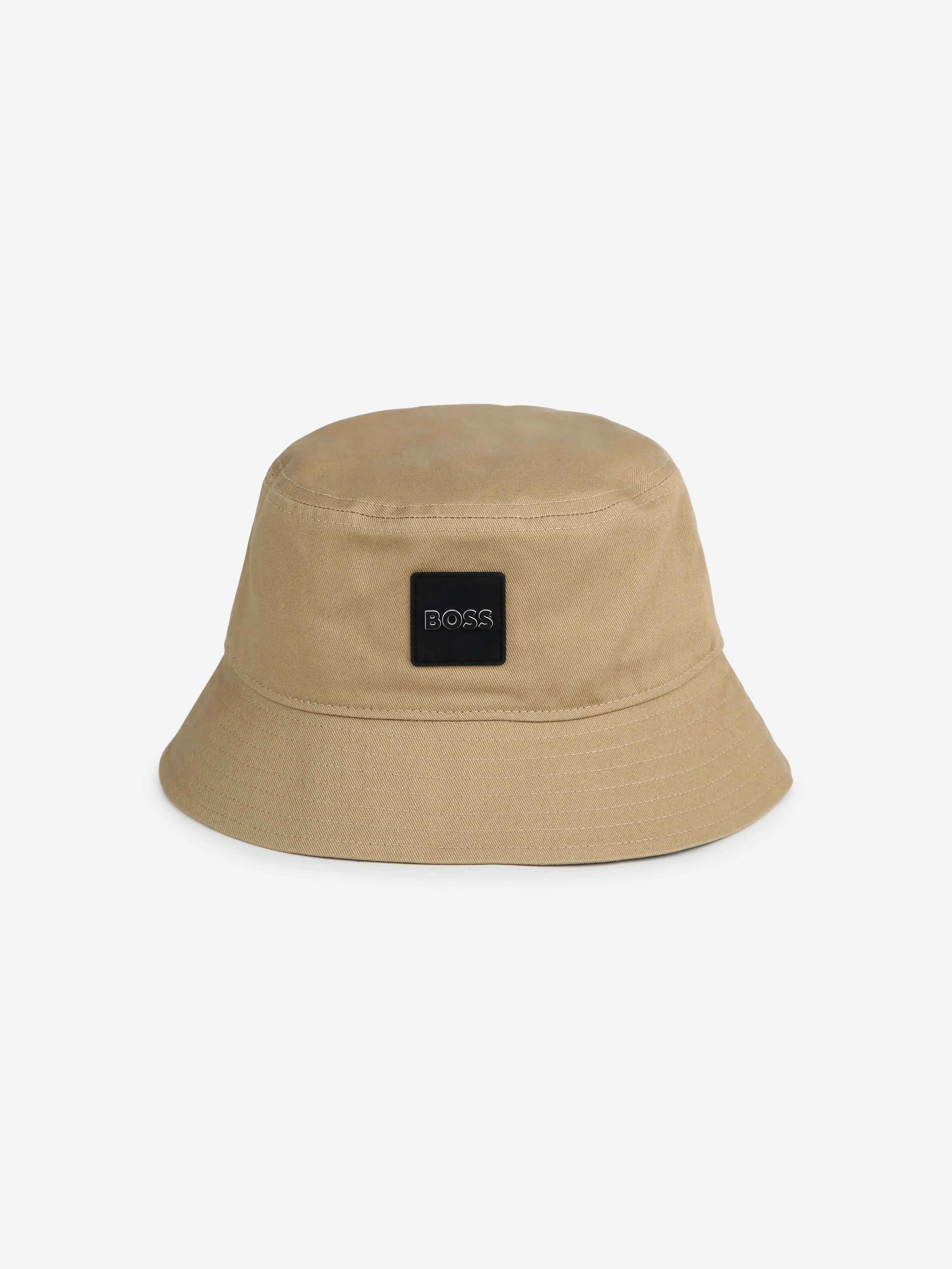 BOSS Boys Logo Bucket Hat in Beige