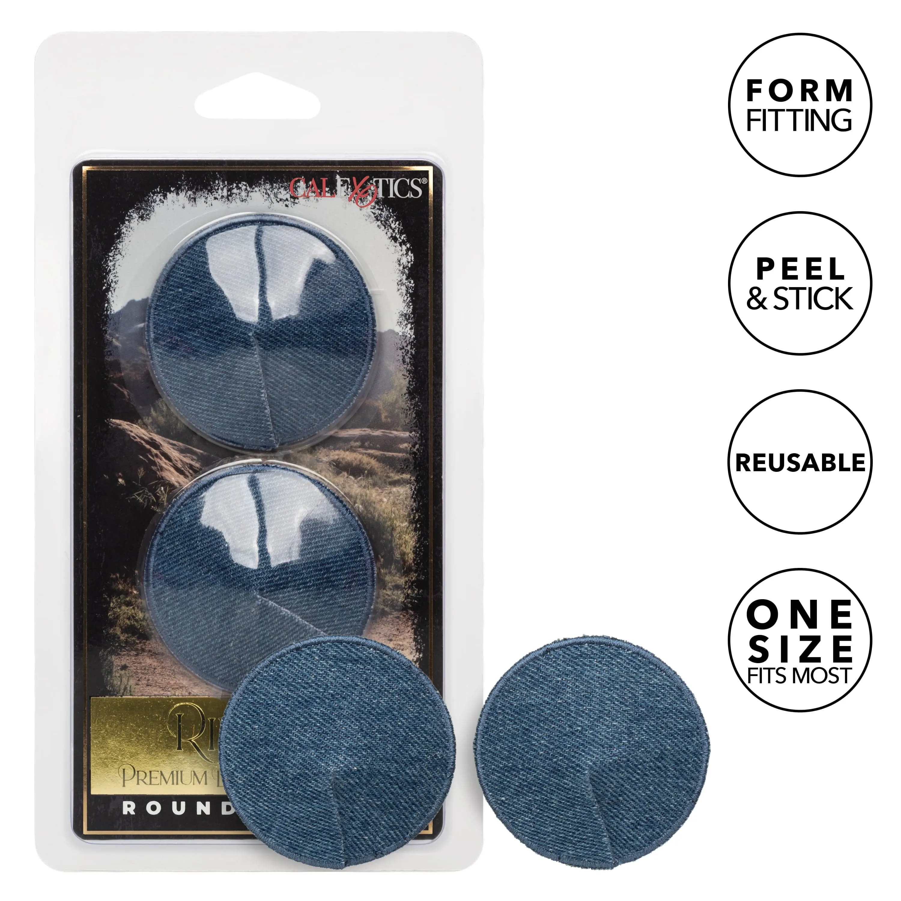 California Exotics - Ride 'em Premium Denim Collection Round Pasties Nipple Covers (Blue)