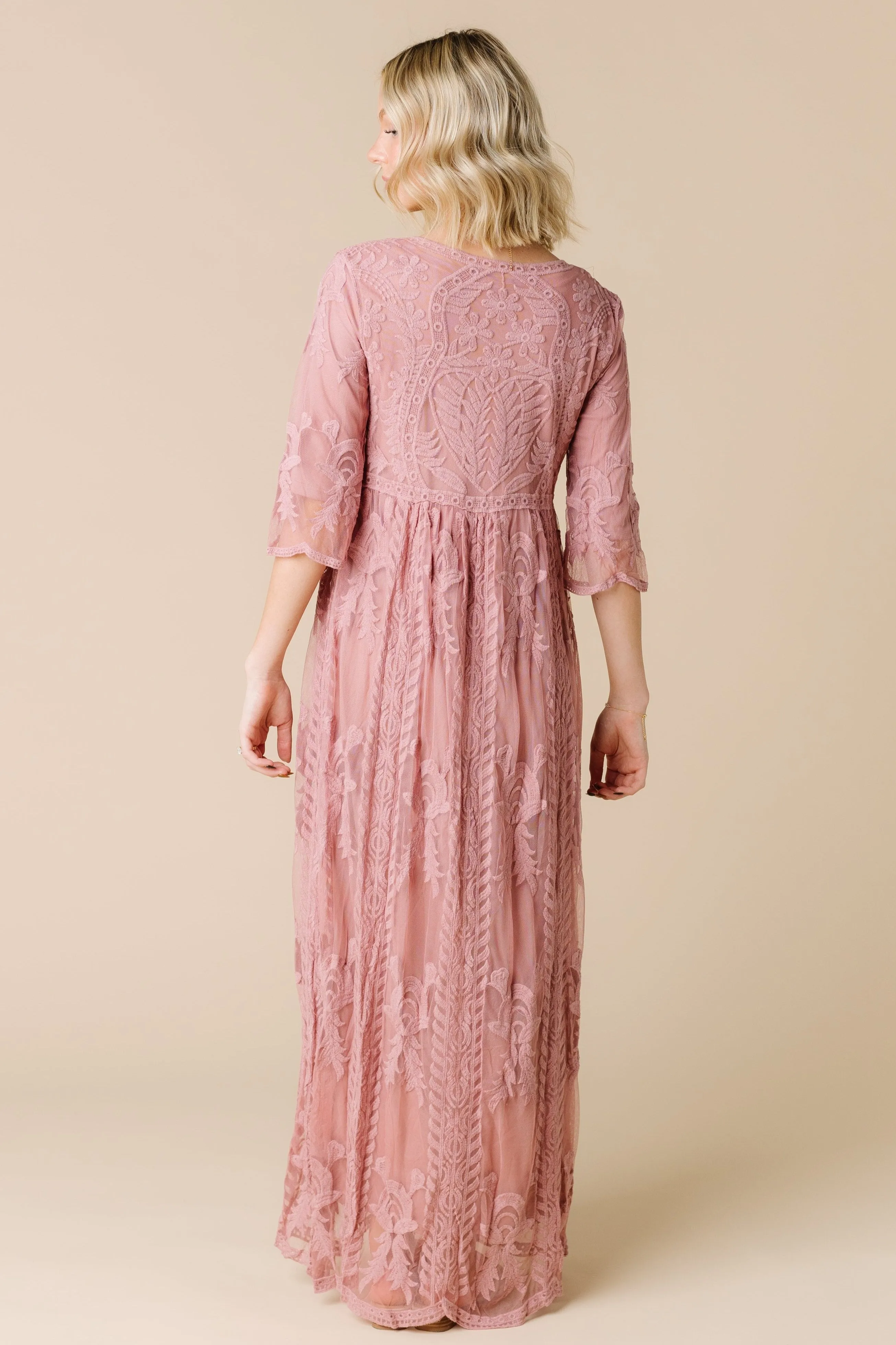 Cameo Lace Dress - Dark Mauve