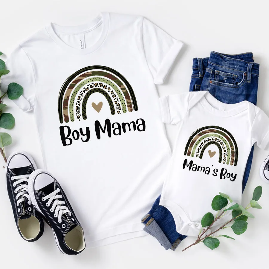 Camo Rainbow Boy Mama Mum & Baby Tee & Baby Vests