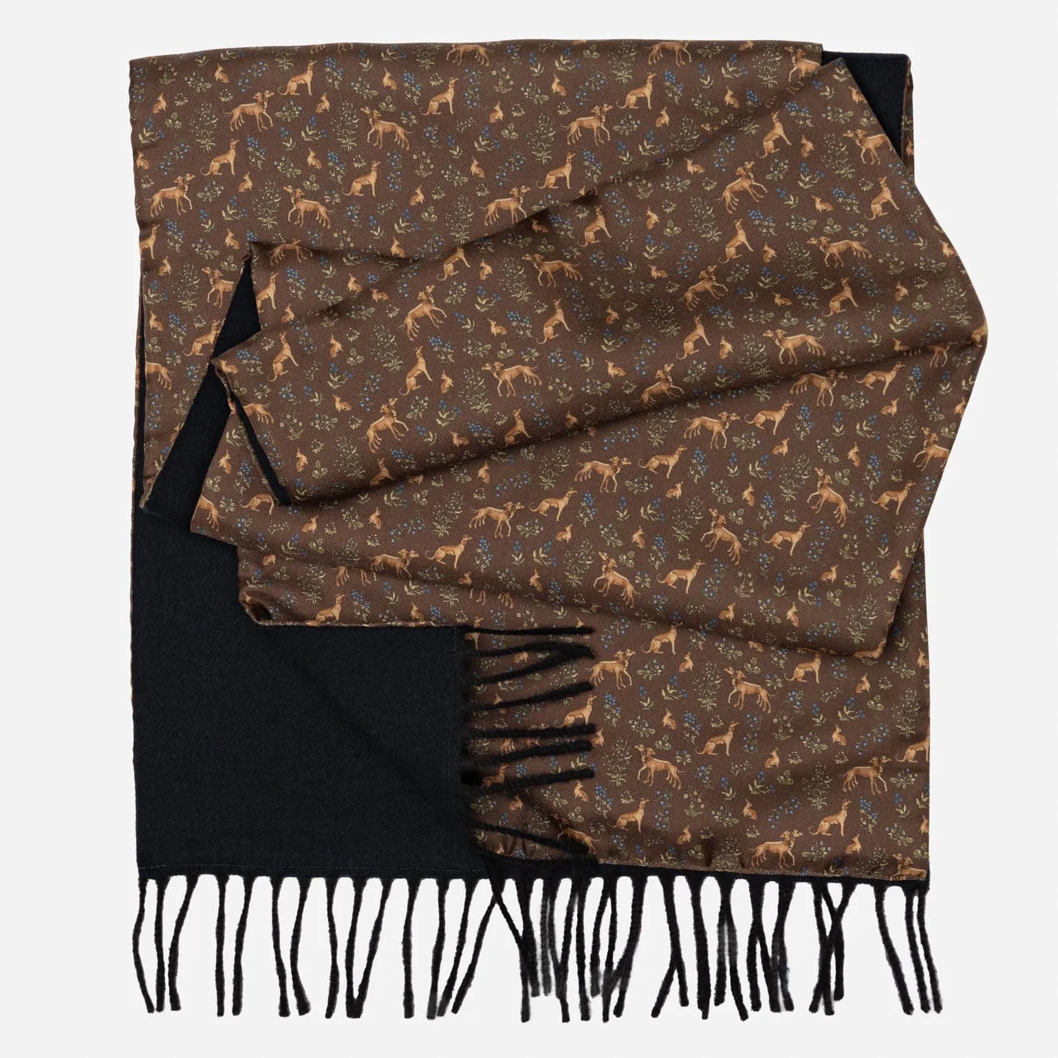 Canis Romanus - Wool Backed Silk Scarf - Oak