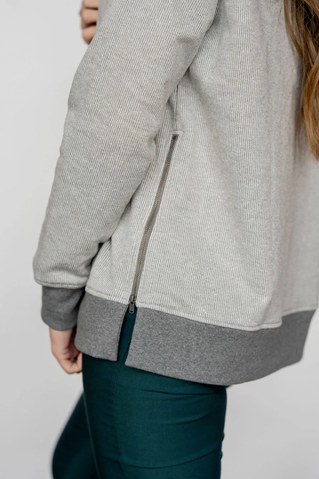 Contrasting Trim Side Zip Sweatshirt