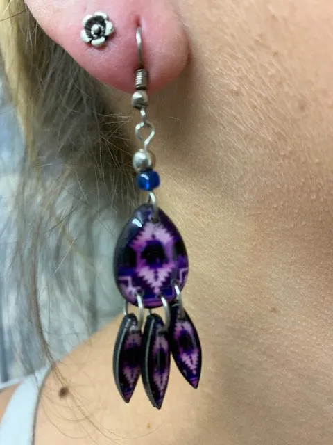 Cowgirl Kim Purple Aztec Dangle Earrings