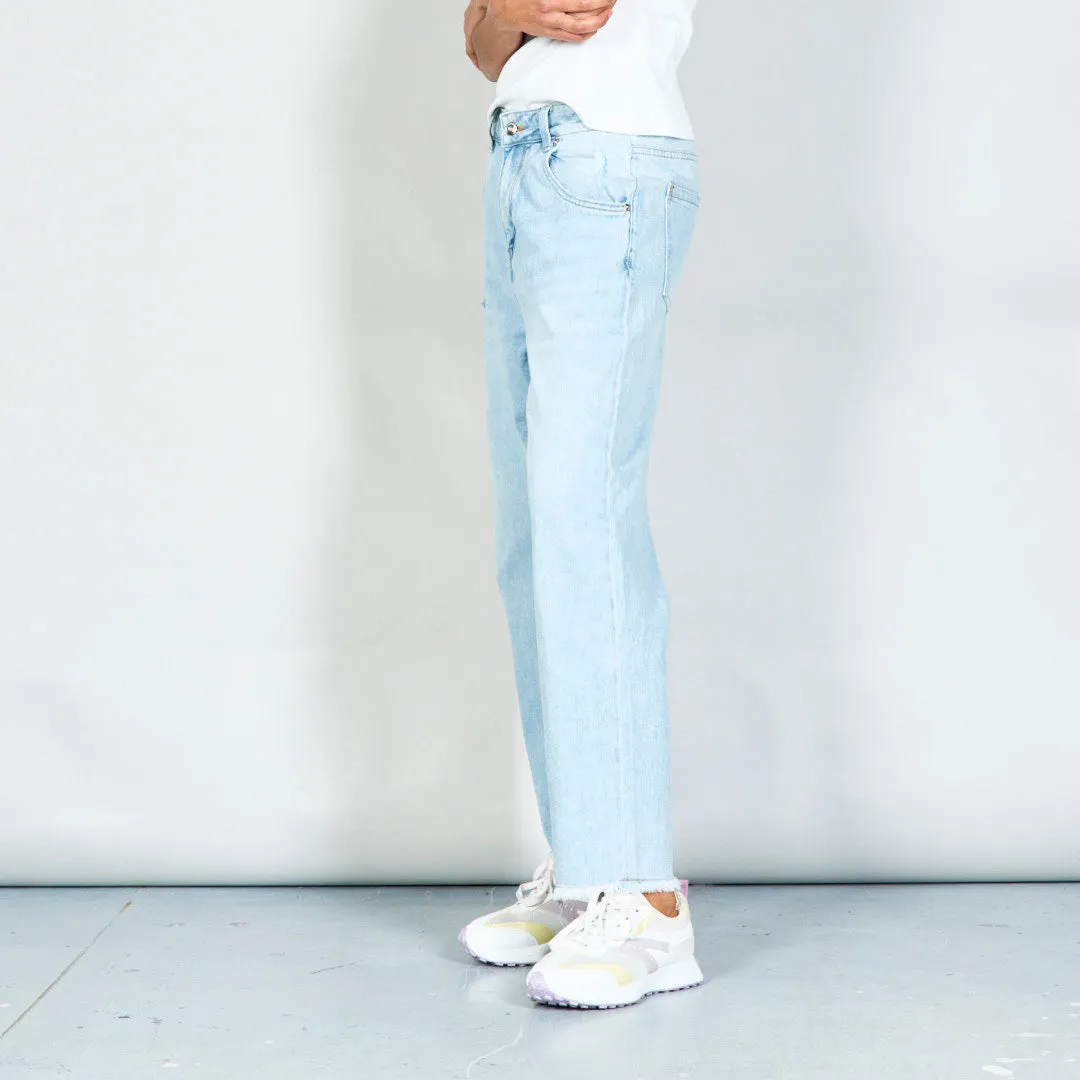 Distressed straight-leg cropped jeans wholesale