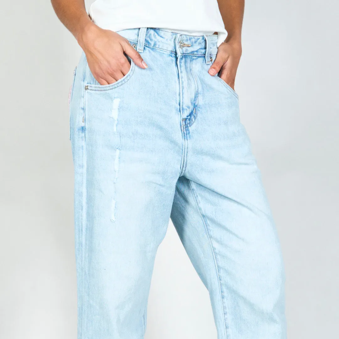 Distressed straight-leg cropped jeans wholesale