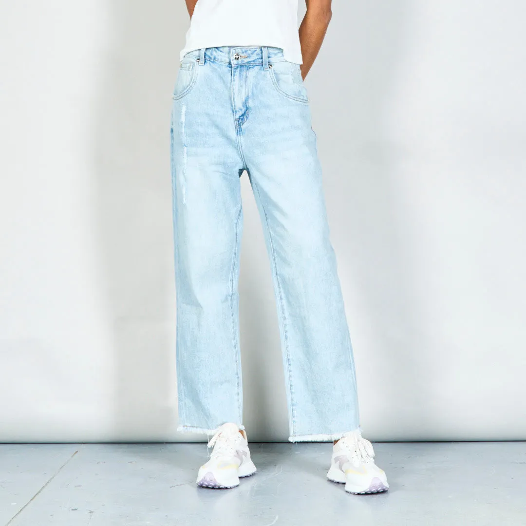 Distressed straight-leg cropped jeans wholesale