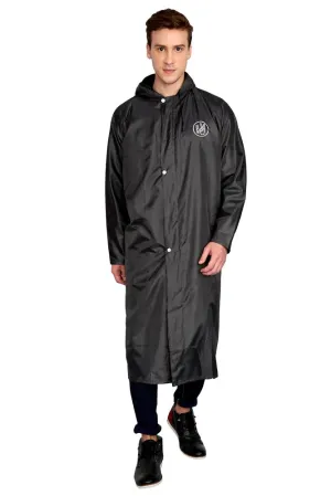 Fabseasons Grey Apex High Quality Long Unisex Raincoat -with Adjustable Hood & Reflector at Back