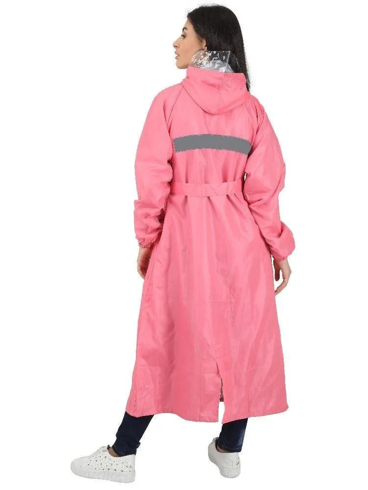 Fabseasons Peach Raincoat for women with Adjustable Hood & Reflector for Night visibility