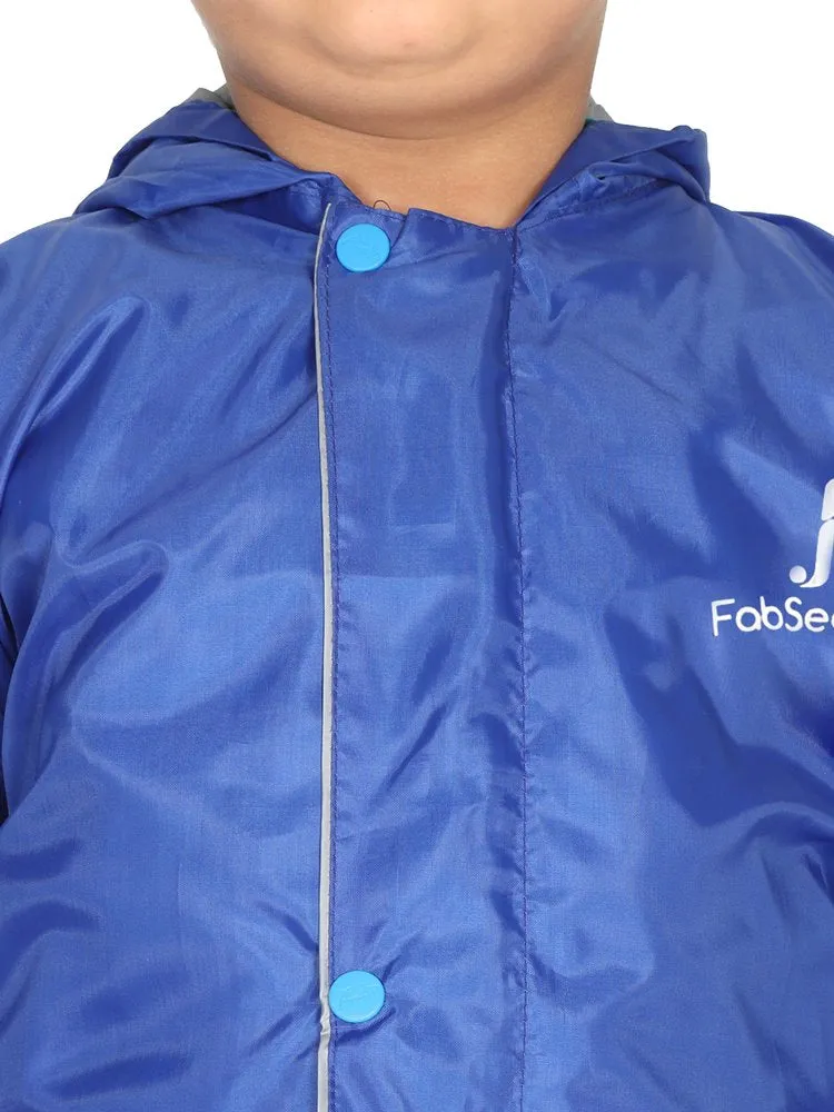 Fabseasons Unisex Blue Waterproof Long - Full  raincoat for Kids with hood