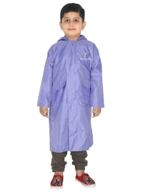 Fabseasons Unisex LightPurple Waterproof Long - Full  raincoat for Kids with hood