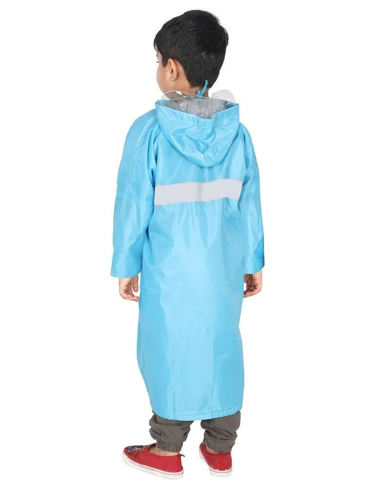 Fabseasons Unisex SkyBlue Waterproof Long - Full  raincoat for Kids with hood