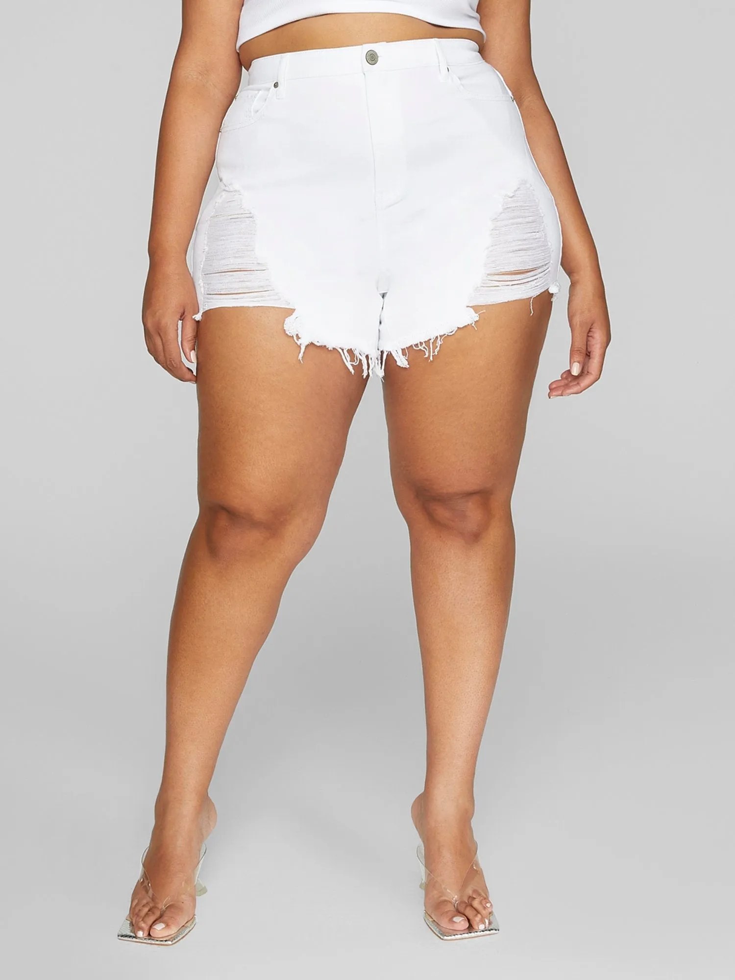 Fashion To Figure - High Rise Destructed Cutoff Denim Shorts