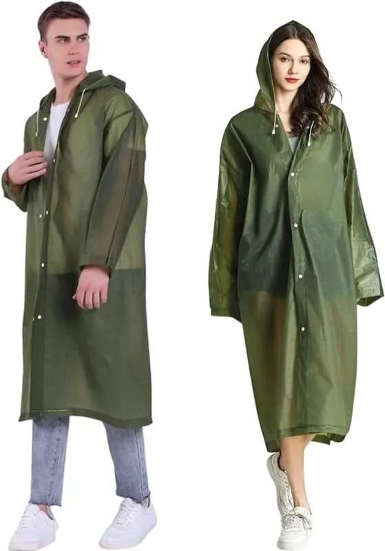 Gerhannery Portable Reusable Raincoat,2Pcs Waterproof Rain Poncho Travel Rain Jacket for Men and Women, Lightweight Rain Poncho Adult, Sports Rain coat Hooded for Festivals Cycling Outdoors