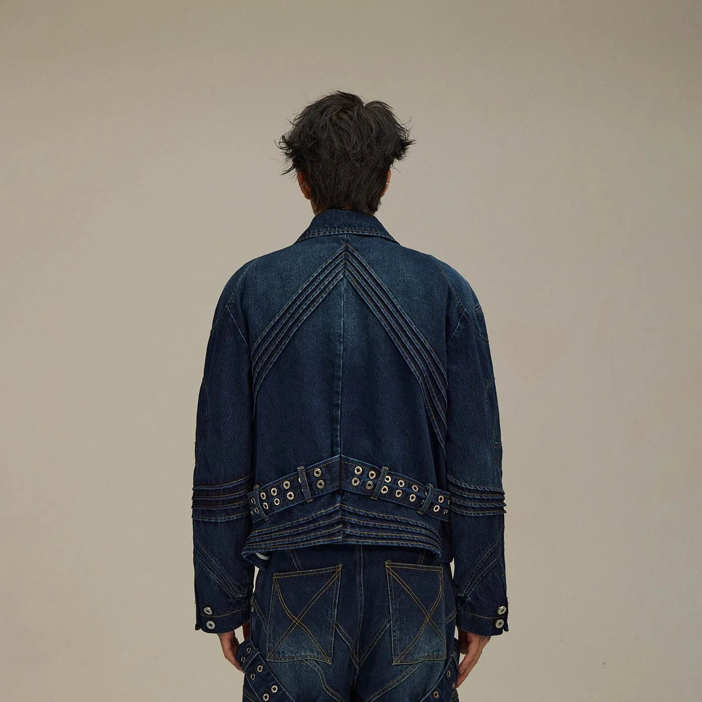 Grommet Denim Bomber Jacket