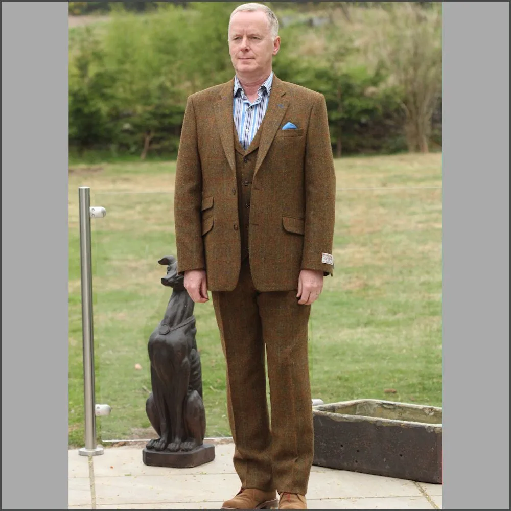 Harris Tweed Rust Check Overcoat--