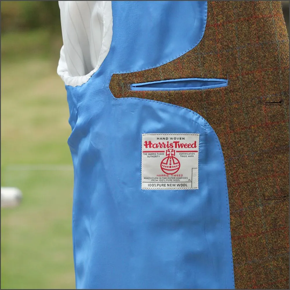 Harris Tweed Rust Check Overcoat--