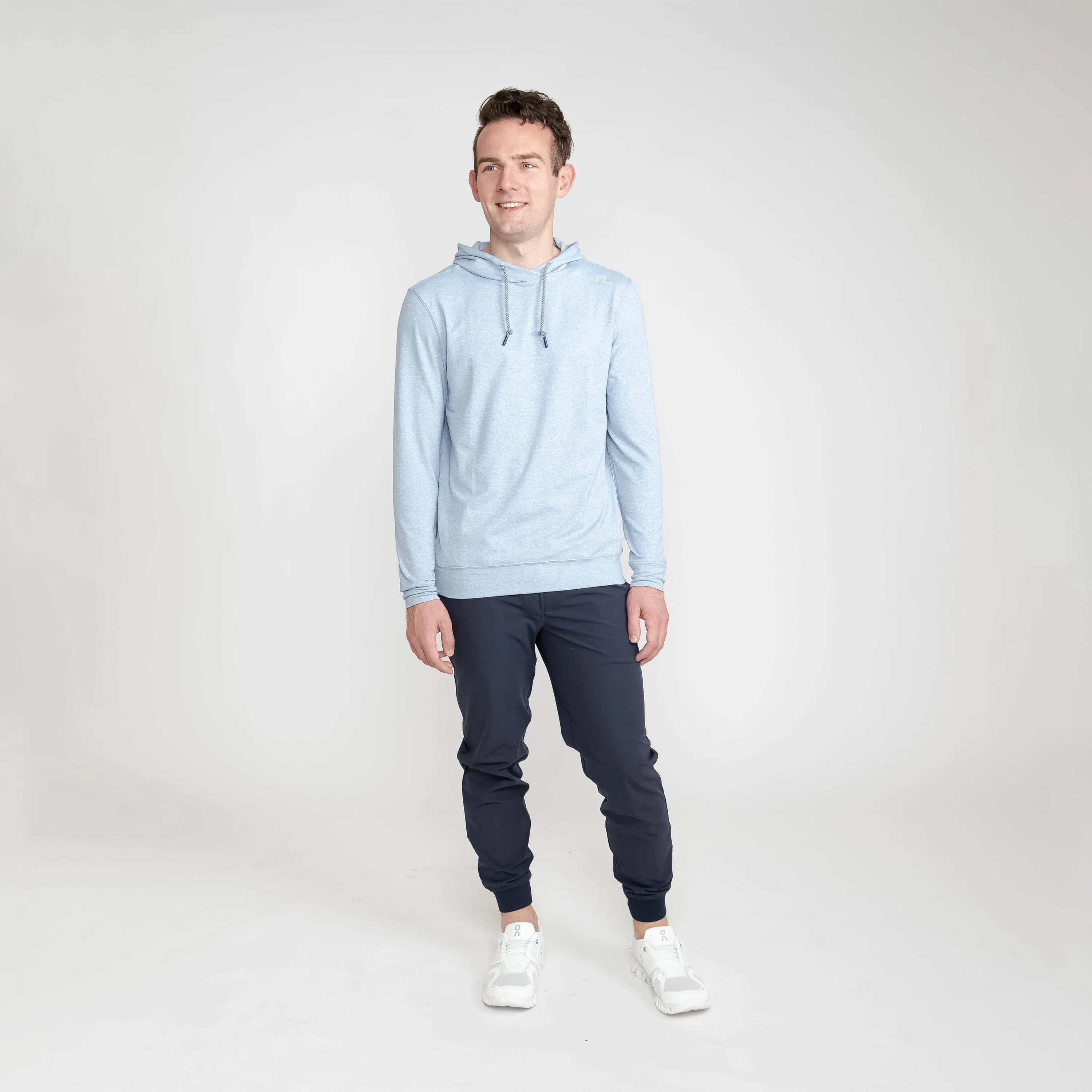 Hesi Performance Hoodie | Heather - Storm Blue/White