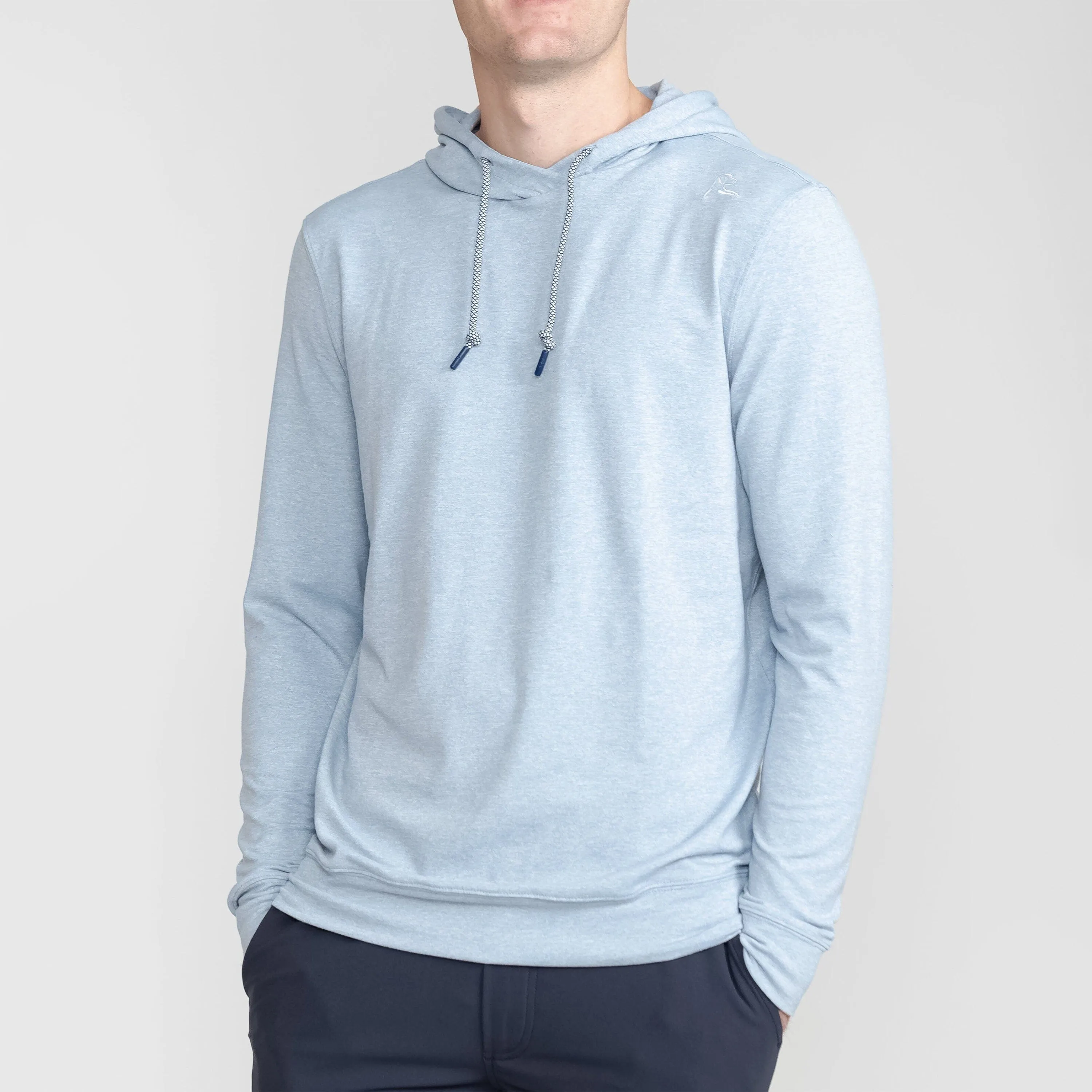 Hesi Performance Hoodie | Heather - Storm Blue/White