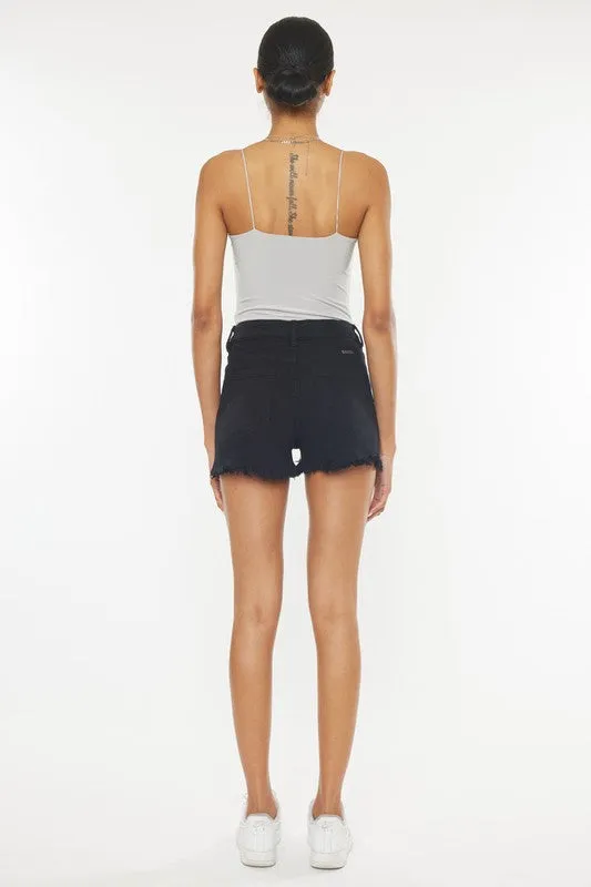 High Rise Black Denim Shorts