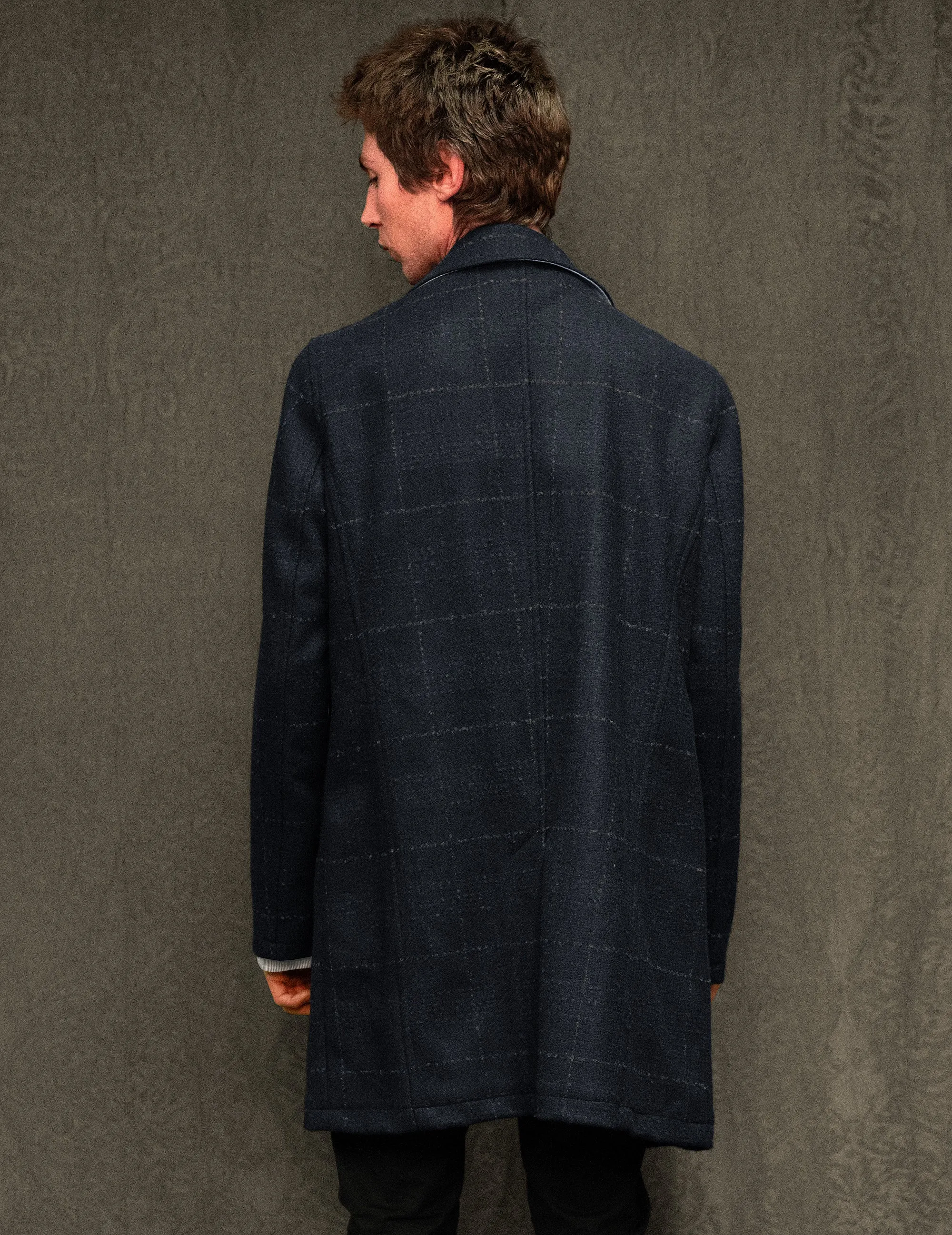 IMMORTAL Silverstone Frock Coat - Bouclé Windowpane Navy Check