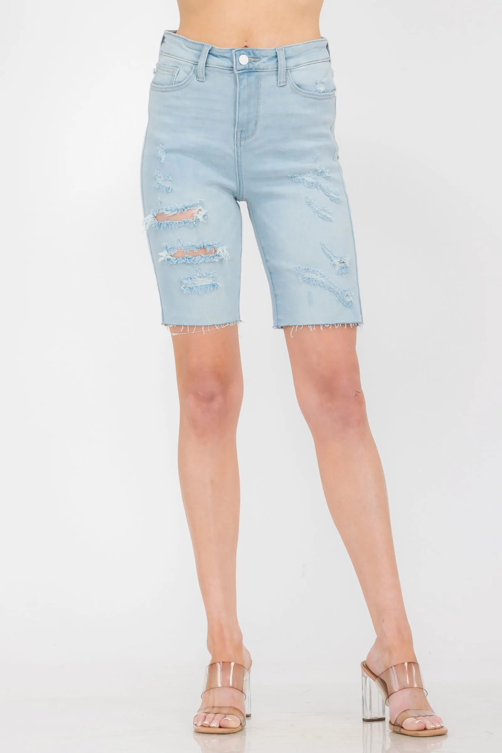 Judy Blue Reg/Plus High Waist Destroyed Cut Off Bermuda Shorts