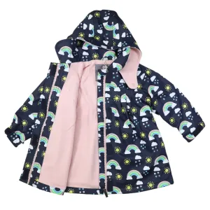 Korango Sunshine & Rainbows Polar Fleece Lined Raincoat - Peacoat