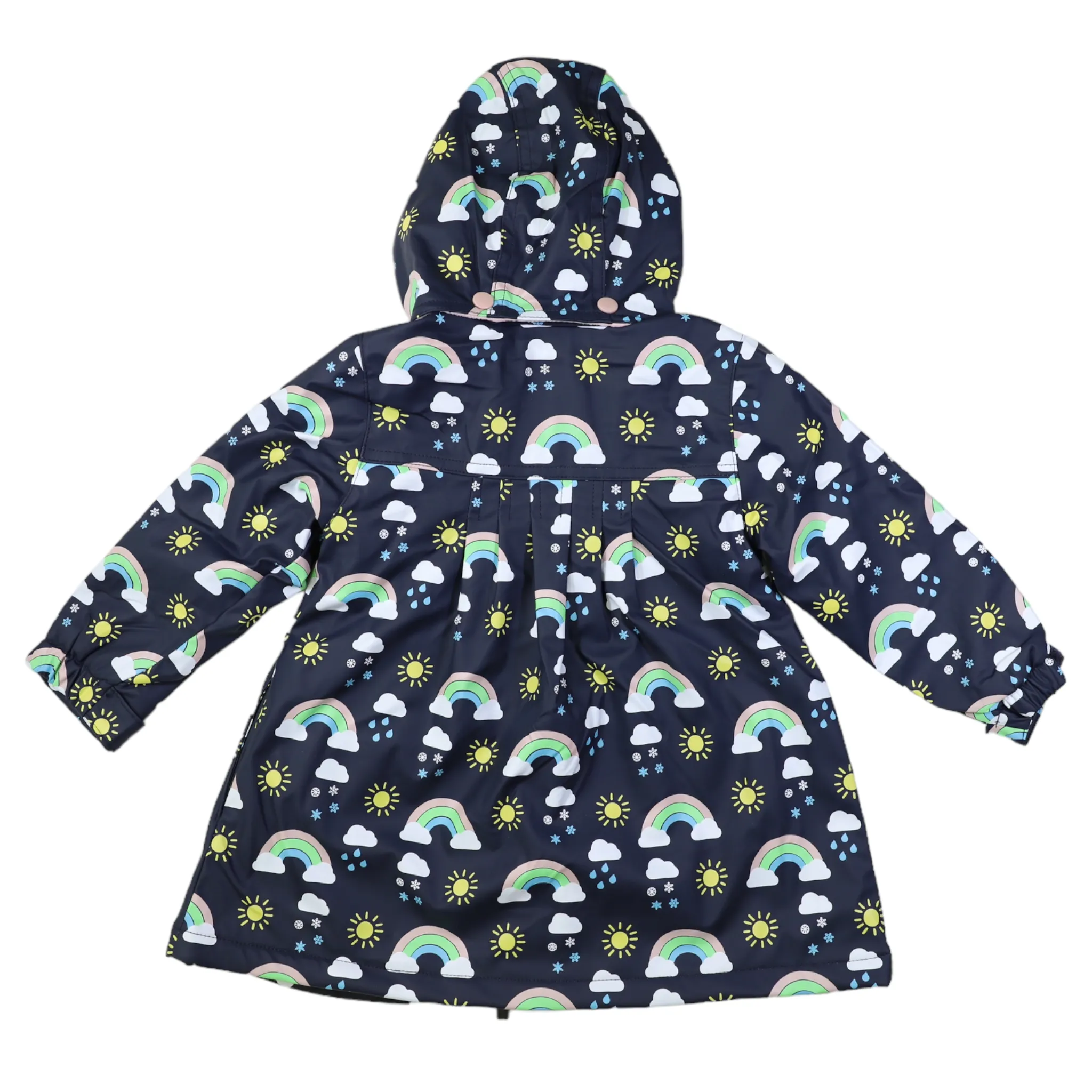 Korango Sunshine & Rainbows Polar Fleece Lined Raincoat - Peacoat