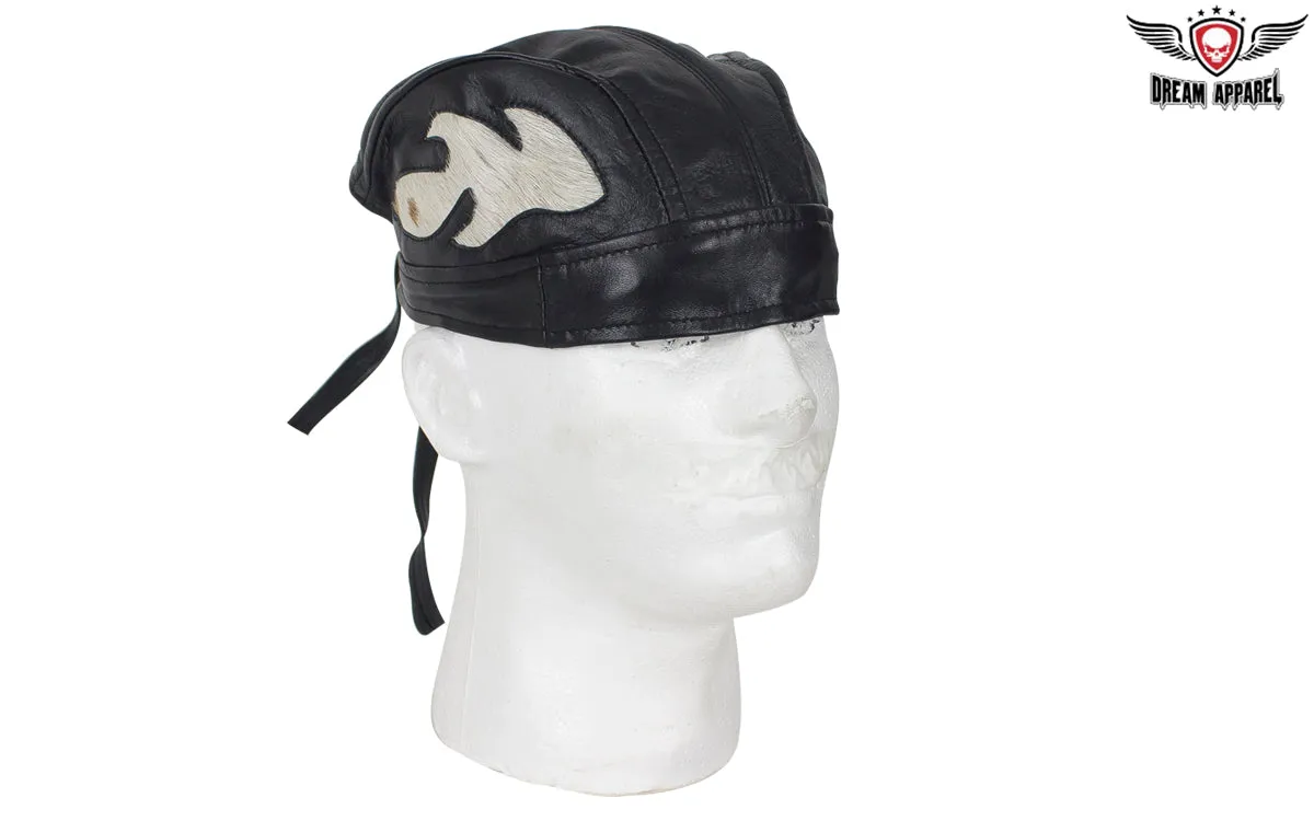 Leather Skull Cap with Colored Flames