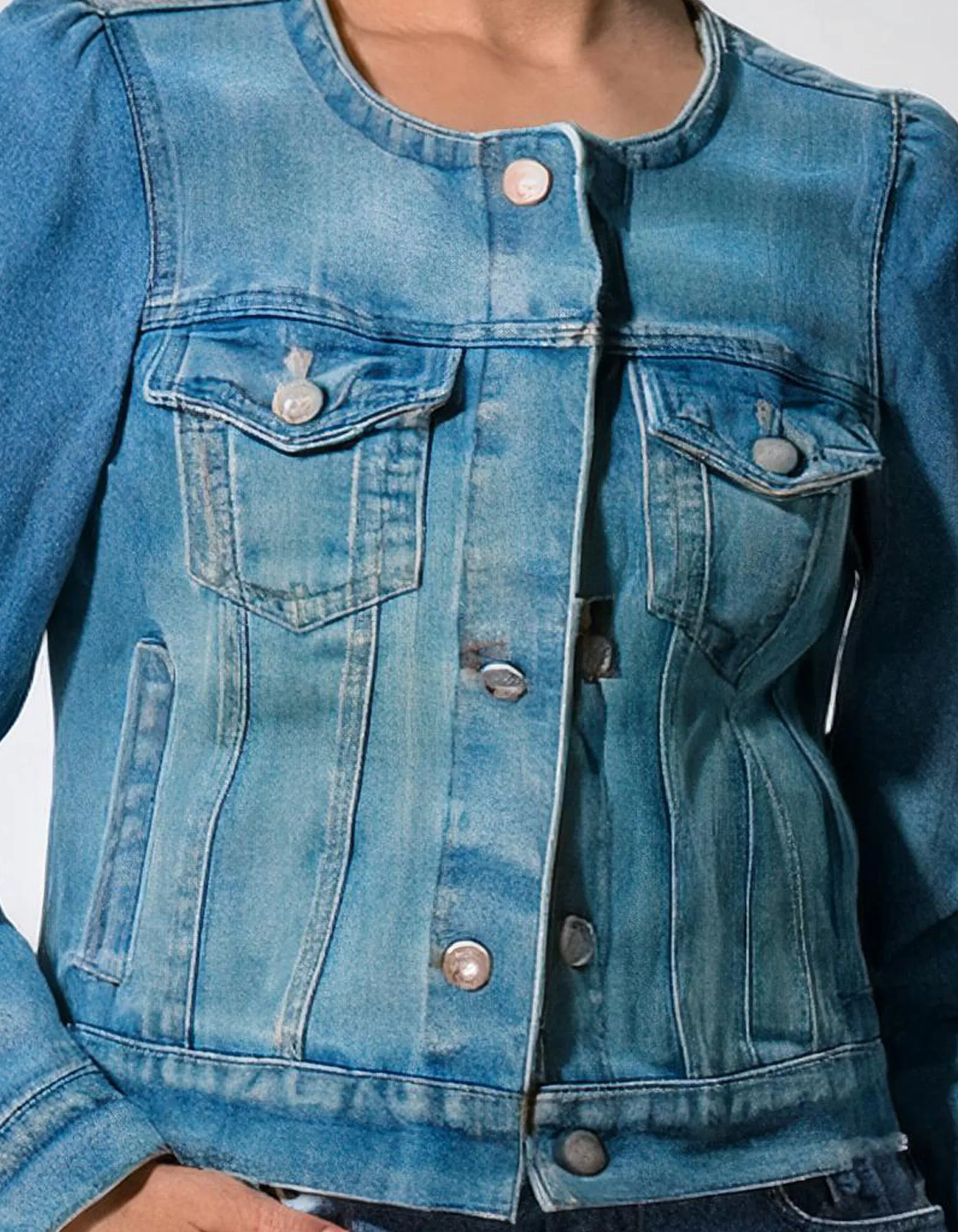 Light Blue Fitted Denim Jacket