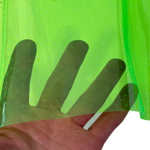 Lime Green Perforated Tinted PVC Marine Clear Vinyl Fabric