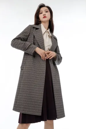 Maroon Check Plaid Overcoats