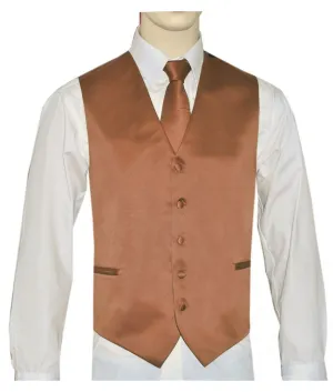 Medium Brown Vest and Tie Set