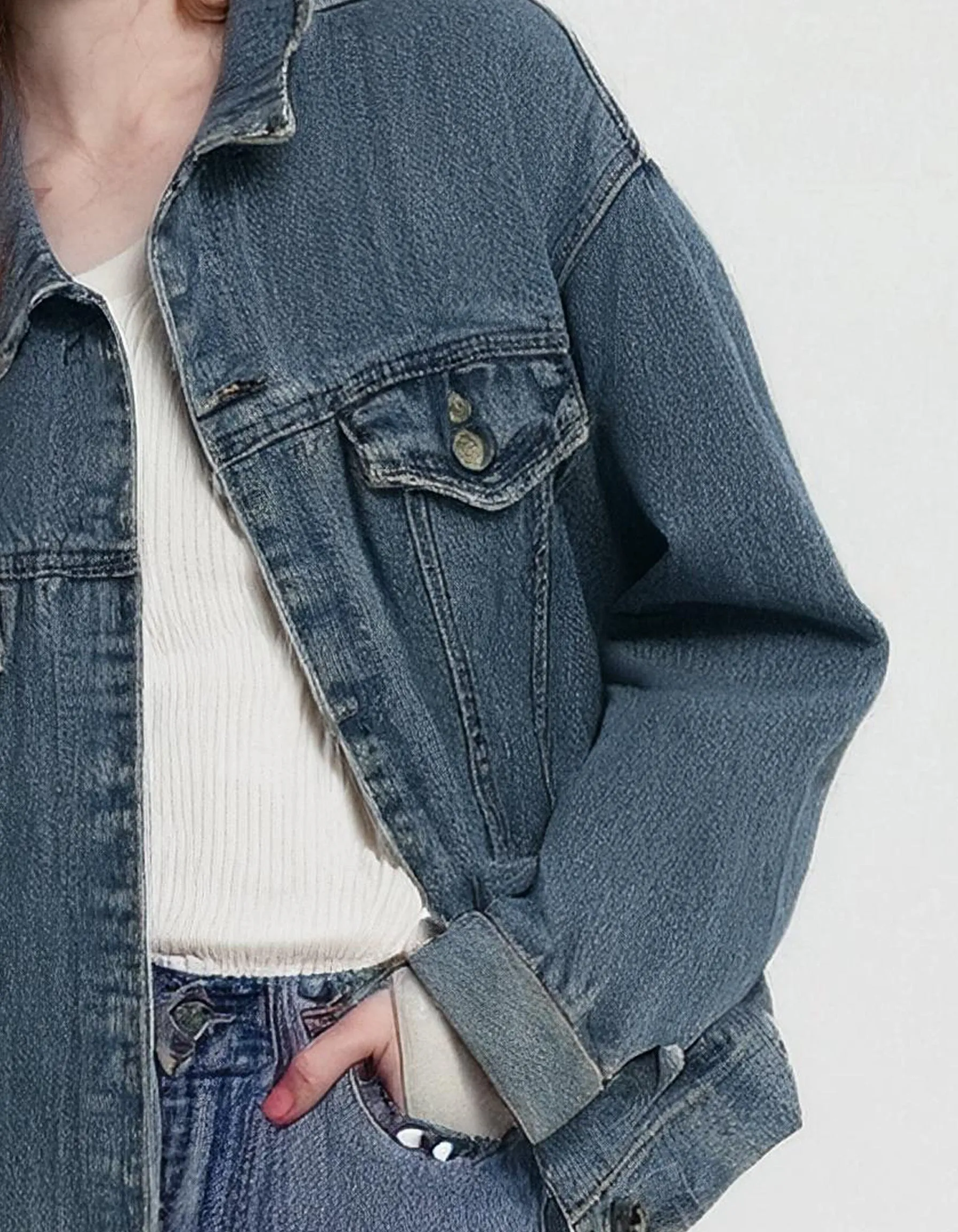 Medium Wash Oversized Denim Jacket