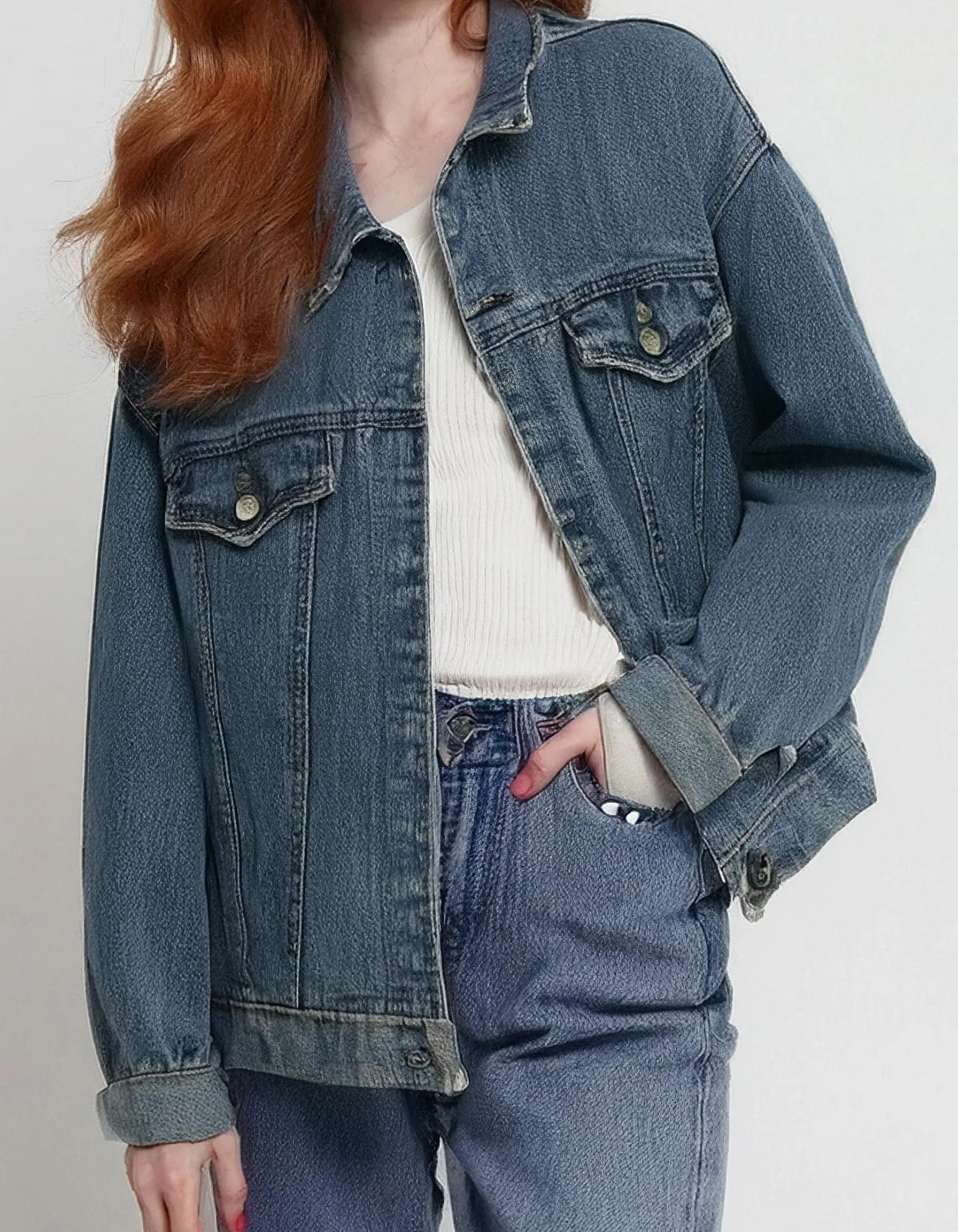 Medium Wash Oversized Denim Jacket