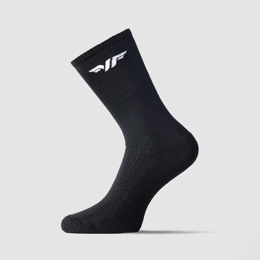 MEN-MAX-CREW HALF CUSHIONED SOCKS (BLACK)