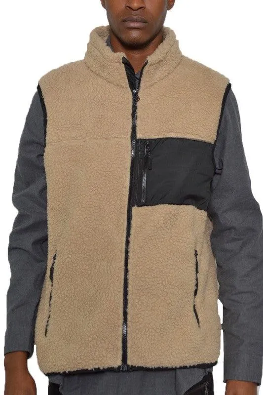 Mens Stylish Padded Sherpa Fleece Vests