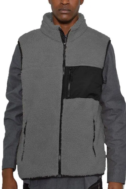 Mens Stylish Padded Sherpa Fleece Vests