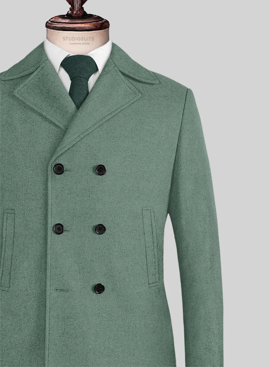 Naples Muted Green Tweed Pea Coat