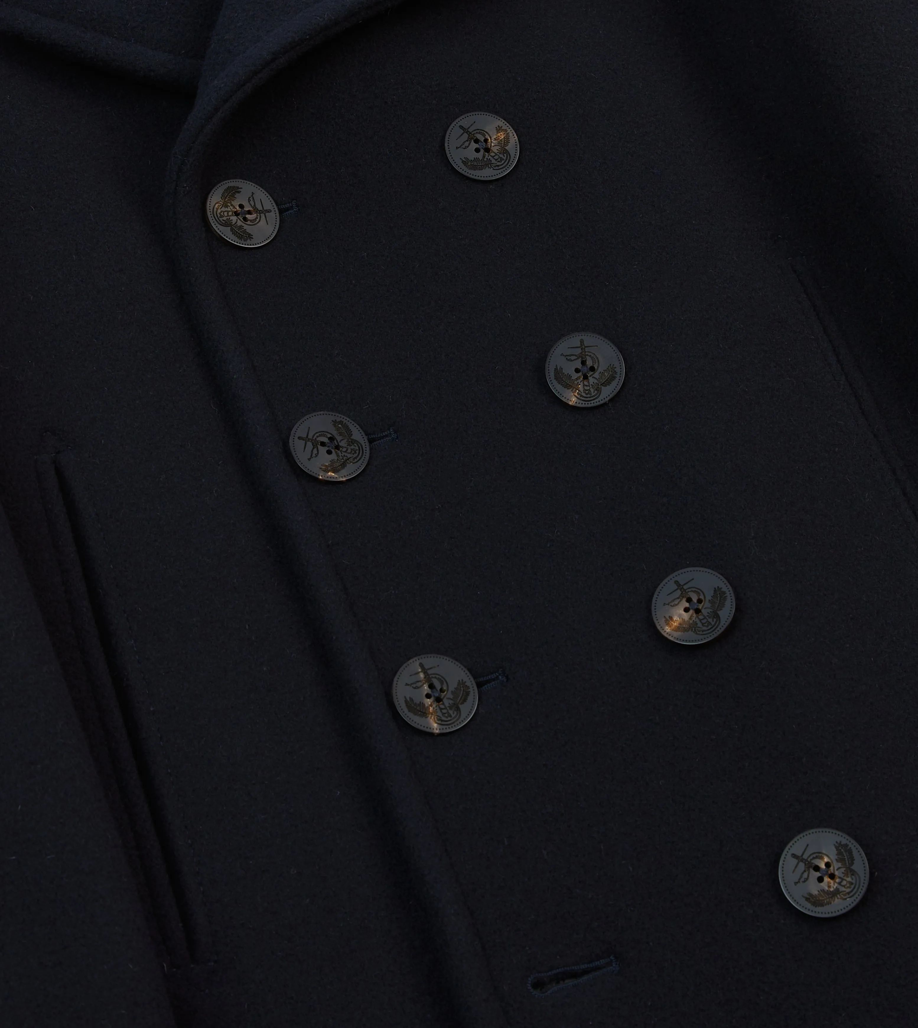 Navy Wool Double-Breasted Peacoat