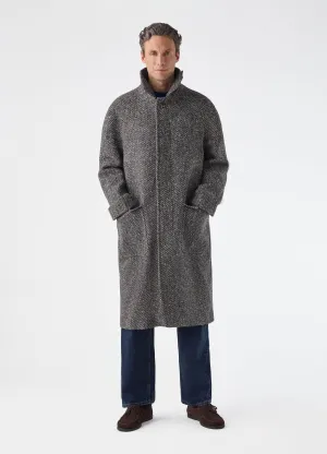 Nelson Tweed Raglan Coat - Dark Grey/Multicolour