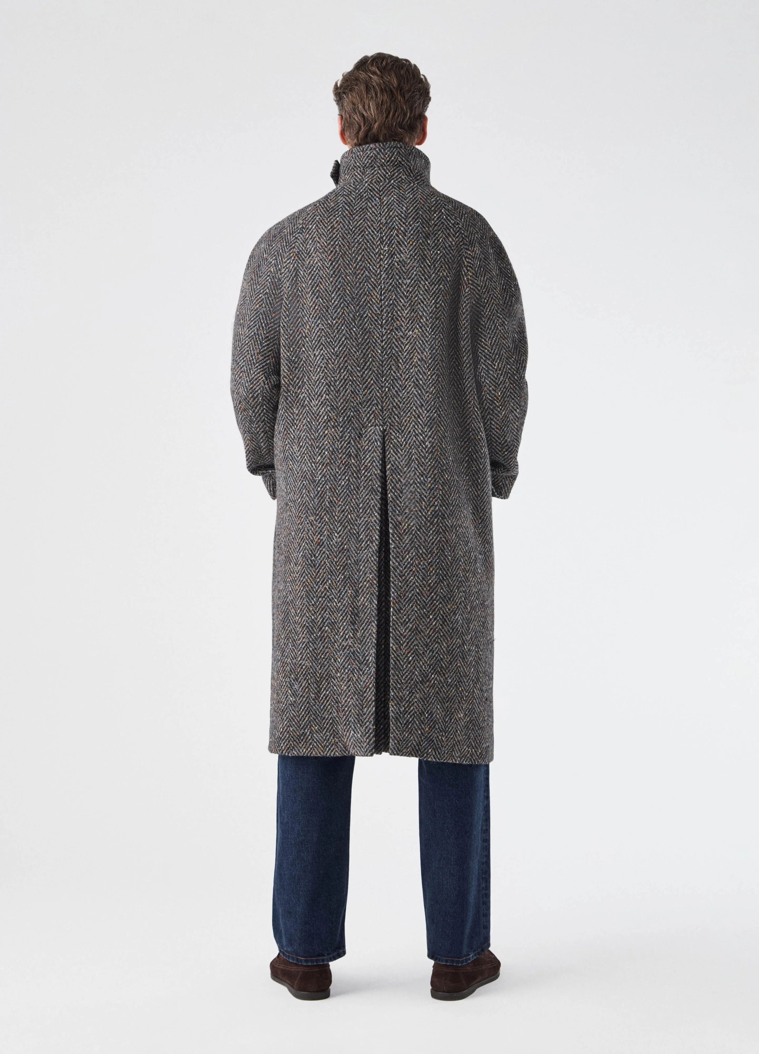 Nelson Tweed Raglan Coat - Dark Grey/Multicolour