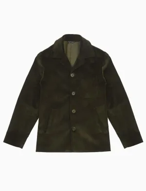 Olive Green 10 Wale Corduroy Short Overcoat