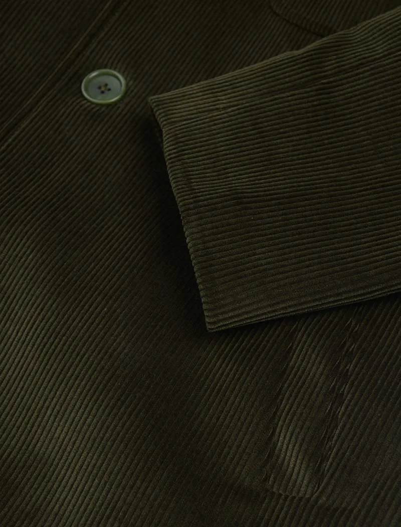 Olive Green 10 Wale Corduroy Short Overcoat