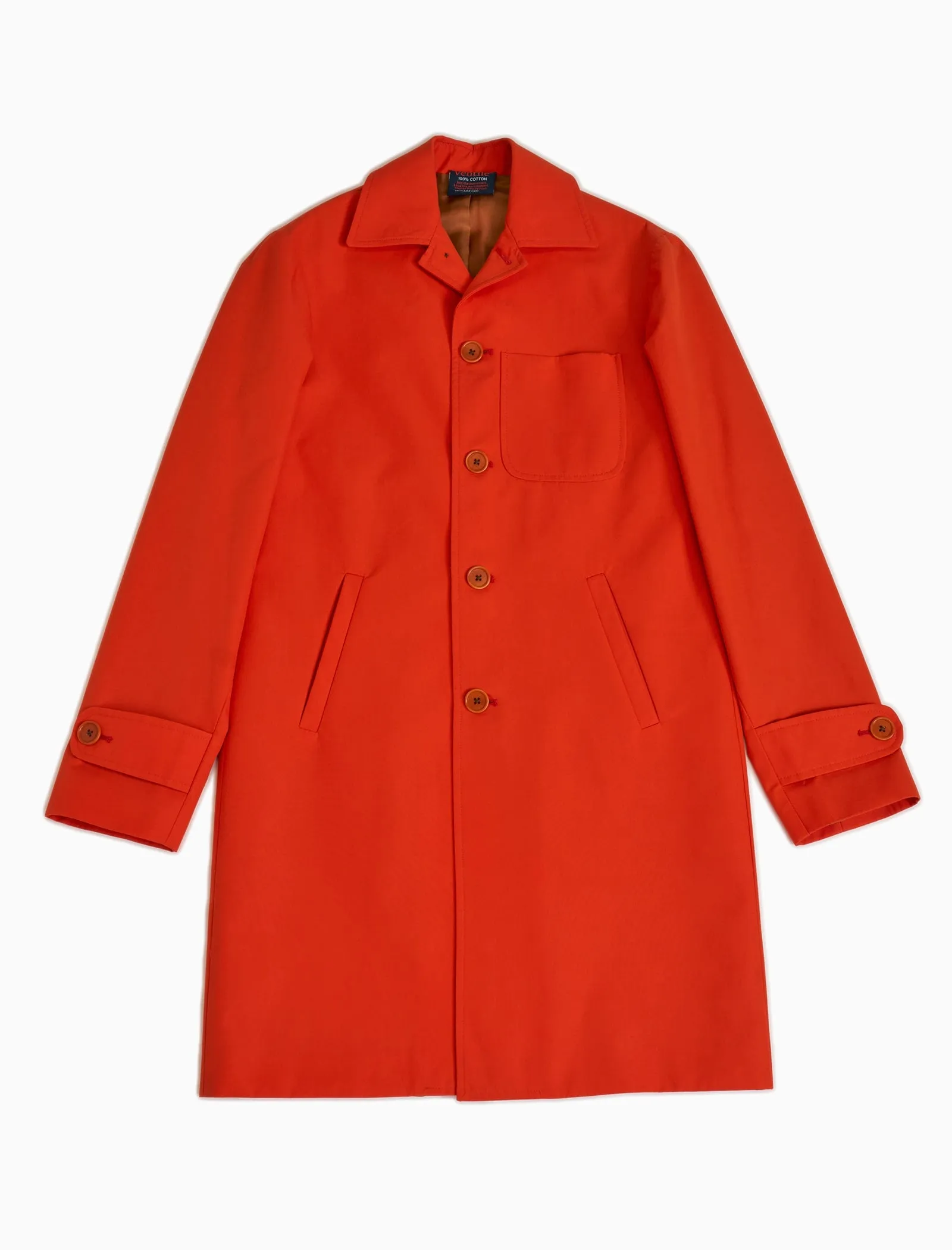 Orange Ventile Cotton Long Overcoat