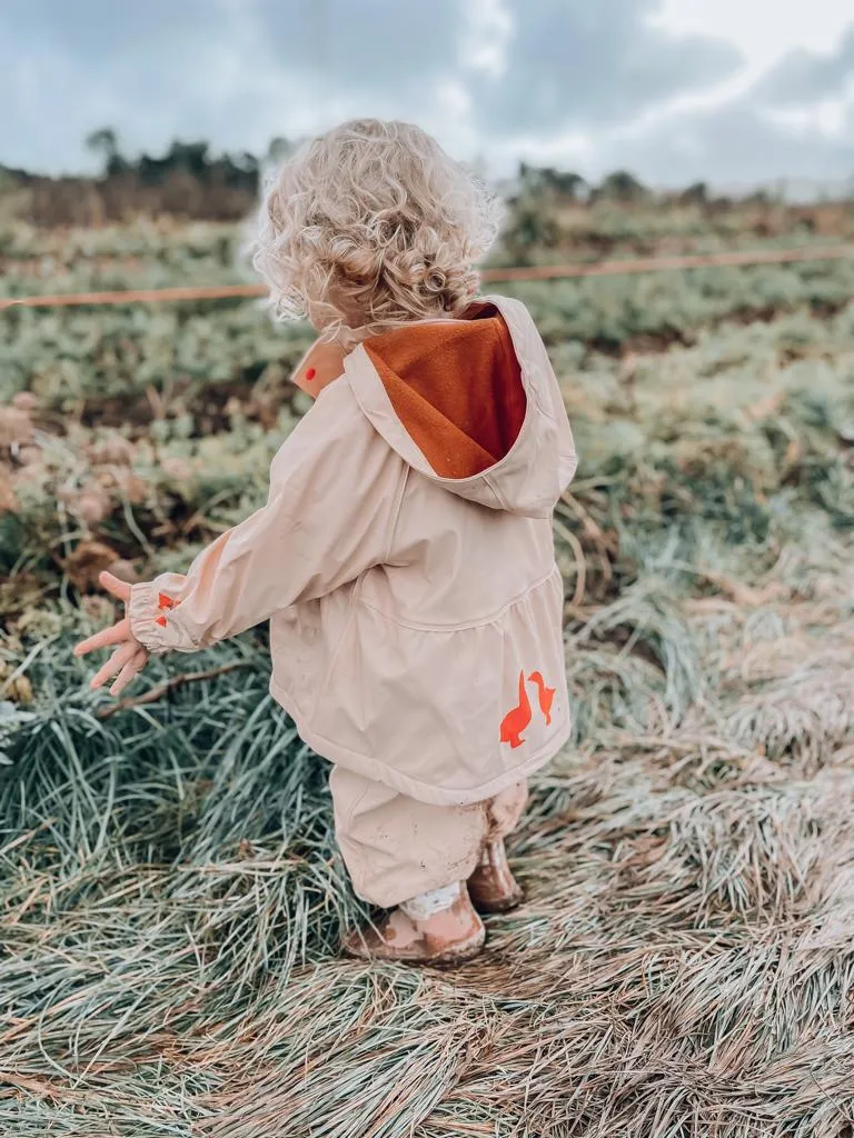 Peachy Pink Puddle Duck Kids Raincoat