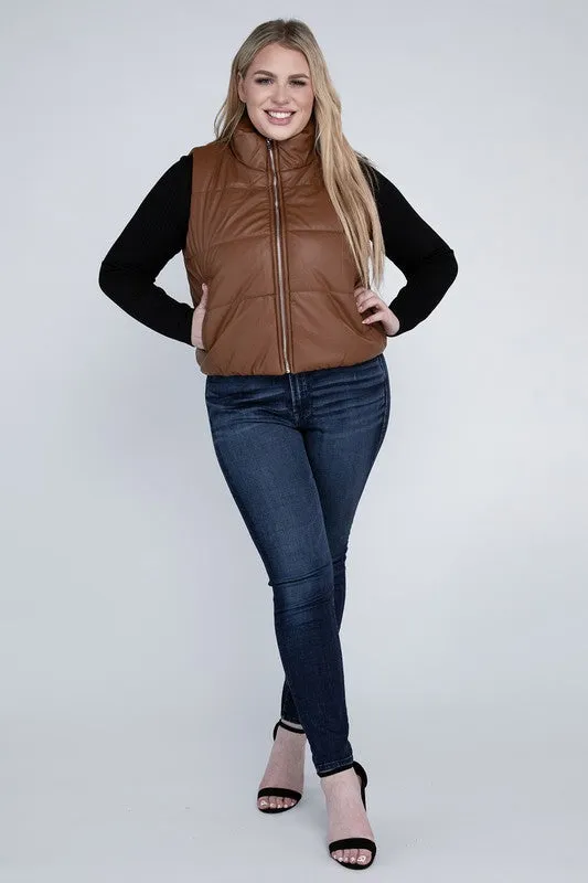 Plus Size Puff Vest